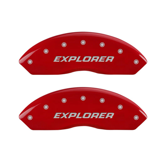 MGP 4 Caliper Covers Engraved Front & Rear Explorer/2011 Red Finish Silver Char 2009 Ford Explorer MGP