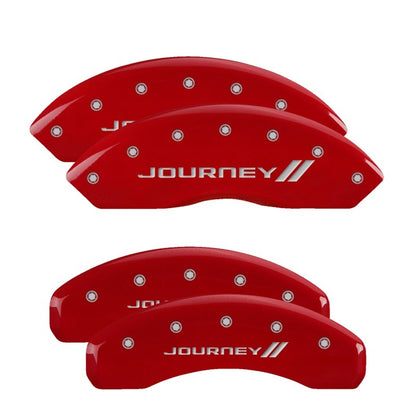 MGP 4 Caliper Covers Engraved Front & Rear With stripes/Journey Red finish silver ch MGP