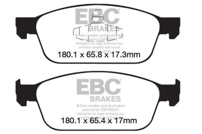 EBC 12+ Ford Focus 2.0 Turbo ST Yellowstuff Front Brake Pads - eliteracefab.com