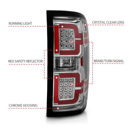 ANZO 2014-2018 Chevy Silverado 1500 LED Taillights Chrome - eliteracefab.com