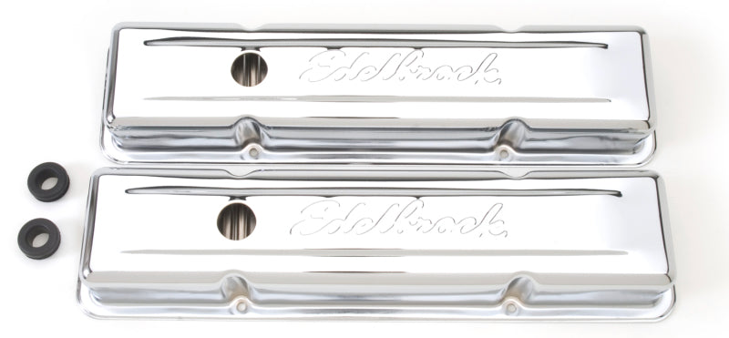 Edelbrock Valve Cover Signature Series Chevrolet 1959-1986 262-400 CI V8 Low Chrome - eliteracefab.com