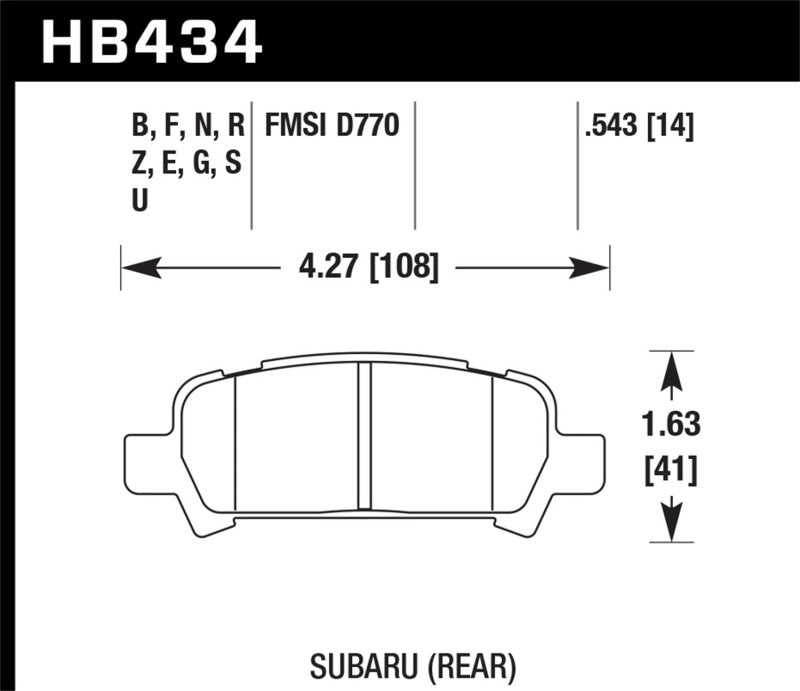 Hawk Performance DTC-60 Rear Brake Pads - HB434G.543 Hawk Performance