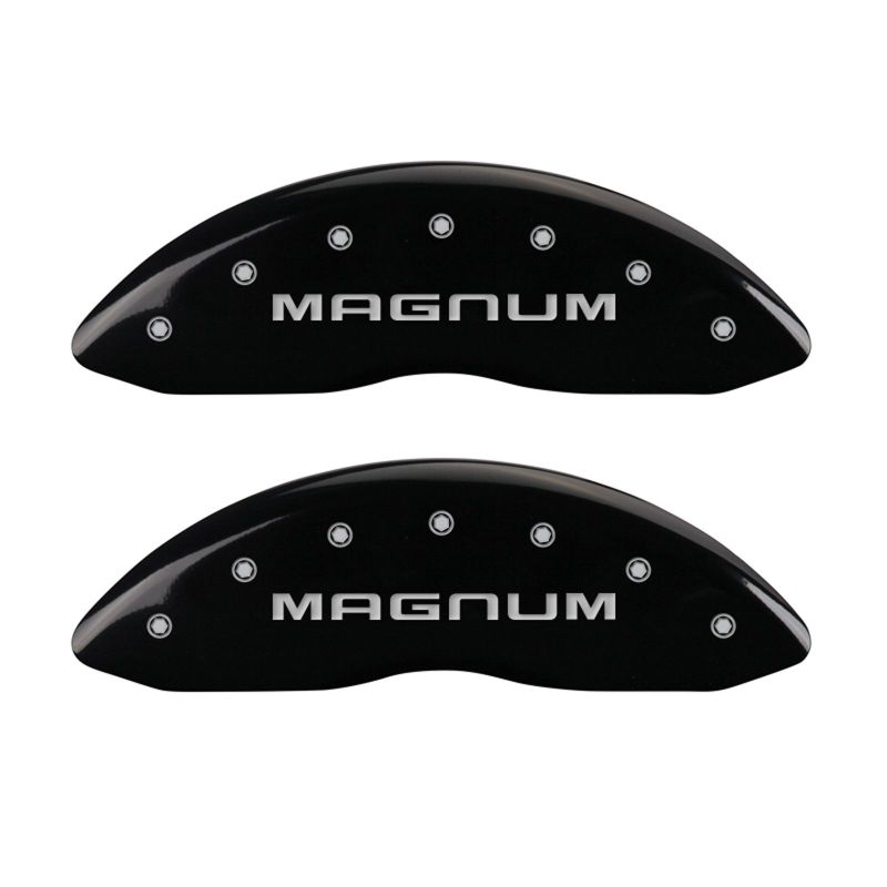 MGP 4 Caliper Covers Engraved Front & Rear Magnum Black finish silver ch MGP