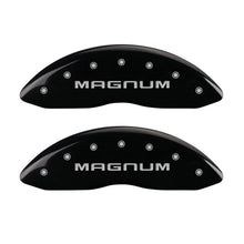 Load image into Gallery viewer, MGP 4 Caliper Covers Engraved Front &amp; Rear Magnum Black finish silver ch MGP