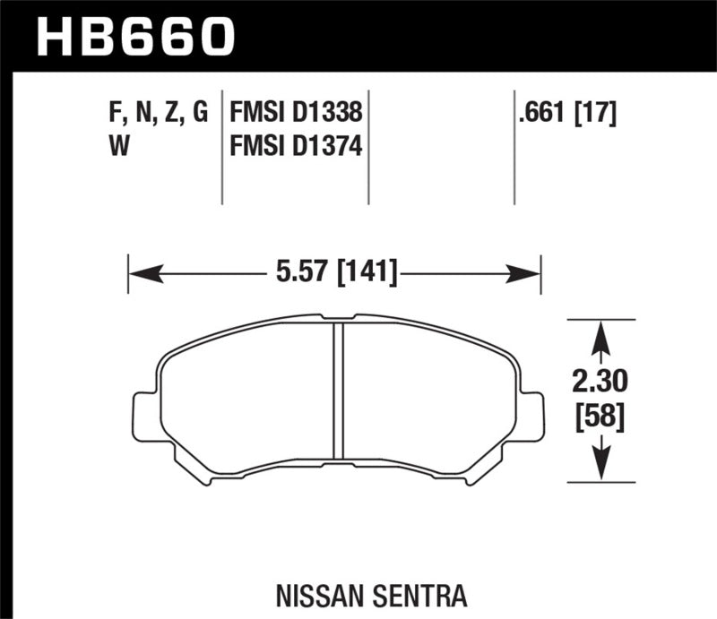 Hawk Performance HP+ Brake Pads - HB660N.661