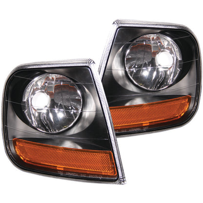 ANZO USA Ford F-150 Harley - Davidson Style Corner Lights Black W/ Amber Reflector; 1997-2003 - eliteracefab.com