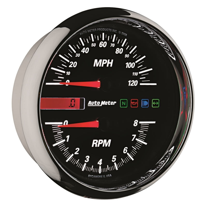 Autometer Pro-Cycle Gauge Tach/Speedo 4 1/2in 8K Rpm/120 Mph Black 19466