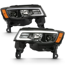 Load image into Gallery viewer, ANZO 2017-2018 Jeep Grand Cherokee Projector Headlights w/ Plank Style Switchback - Black w/ Amber - eliteracefab.com