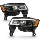 ANZO JEEP GRAND CHEROKEE 17-22 PROJECTOR SWITCHBACK LED PLANK STYLE HEADLIGHTS BLACK (NOT FOR HID MODELS) - 111418