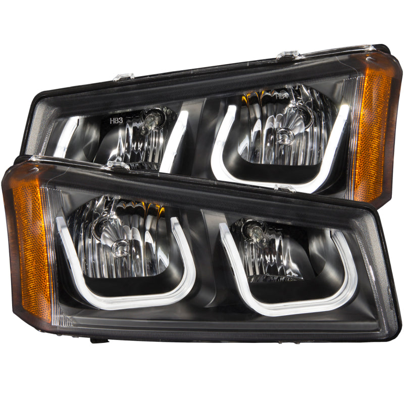 ANZO USA Chevrolet Silverado Projector Headlights W/ U-Bar Black; 2003-2006 - eliteracefab.com