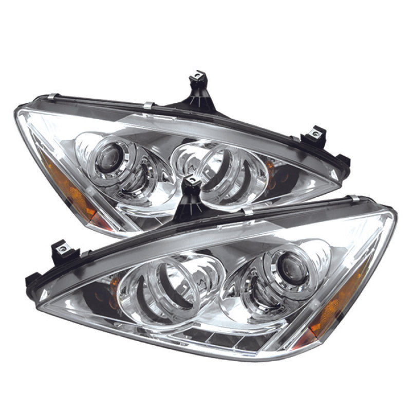 Spyder Honda Accord 03-07 Projector Headlights LED Halo Amber Reflctr LED Chrm PRO-YD-HA03-AM-C - eliteracefab.com