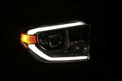 AlphaRex 880804 14-20 Toyota Tundra LUXX LED Proj Headlights Plank Style Alpha Black w/Activ Light/DRL