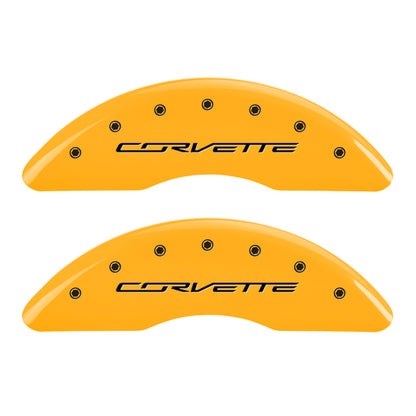 MGP 4 Caliper Covers Engraved Front & Rear C7/Corvette Yellow finish black ch MGP