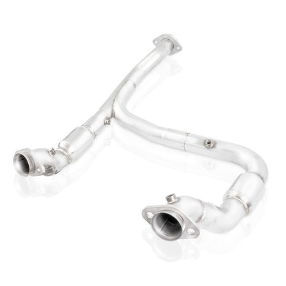 STAINLESS WORKS 2015-16 F150 2.7L Downpipe 3in High-Flow Cats Y-Pipe Factory Connection - eliteracefab.com