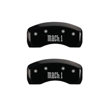 Load image into Gallery viewer, MGP 4 Caliper Covers Engraved Front &amp; Rear Mach 1 Black finish silver ch MGP