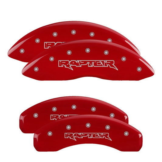 MGP 4 Caliper Covers Engraved Front & Rear Raptor Red finish silver ch MGP