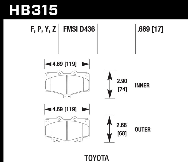 Hawk Performance HPS 5.0 Front Brake Pads - HB315B.669