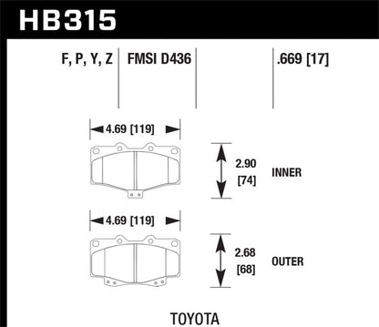 Hawk Performance Ceramic Brake Pads - HB315Z.669 Hawk Performance