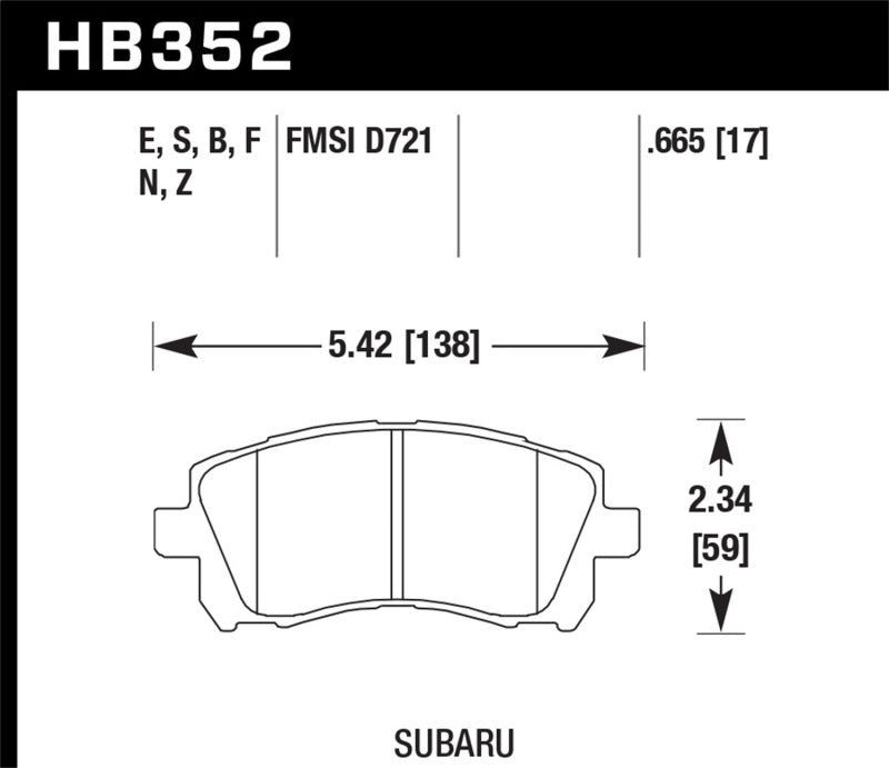 Hawk Performance Blue 9012 Front Brake Pads - HB352E.665