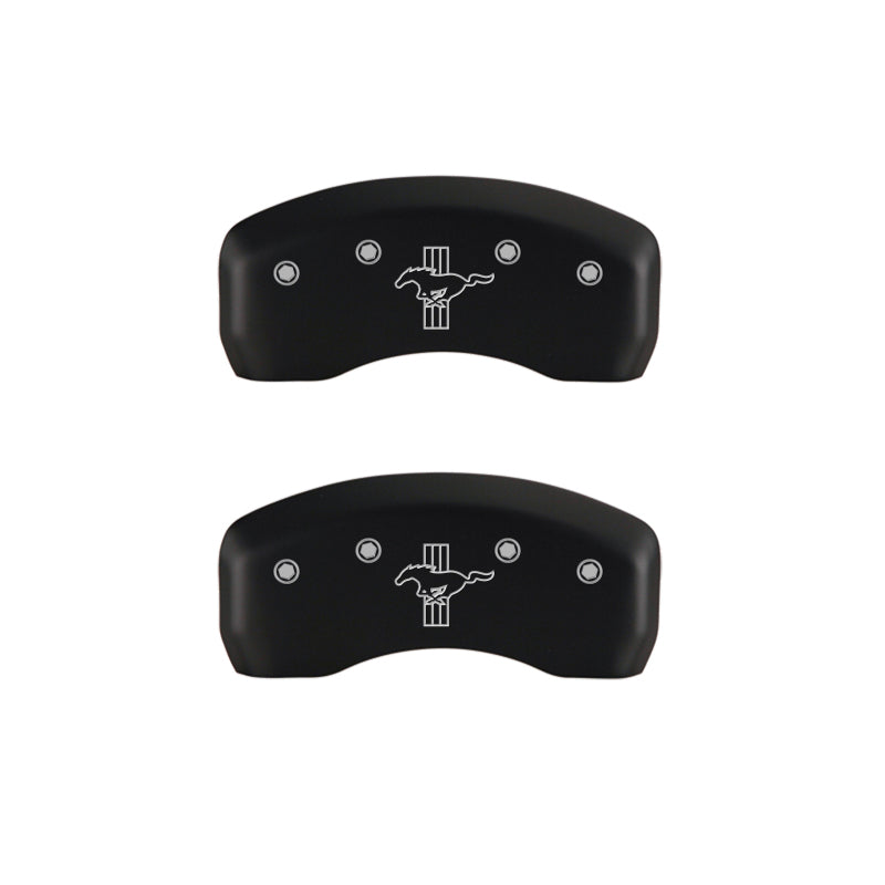 MGP 4 Caliper Covers Engraved Front Mustang Engraved Rear Bar & Pony Red finish silver ch MGP
