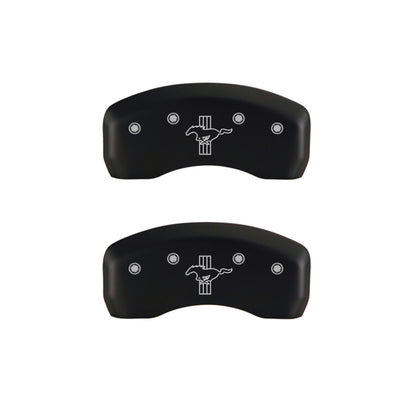 MGP 4 Caliper Covers Engraved Front Mustang Engraved Rear Bar & Pony Red finish silver ch MGP