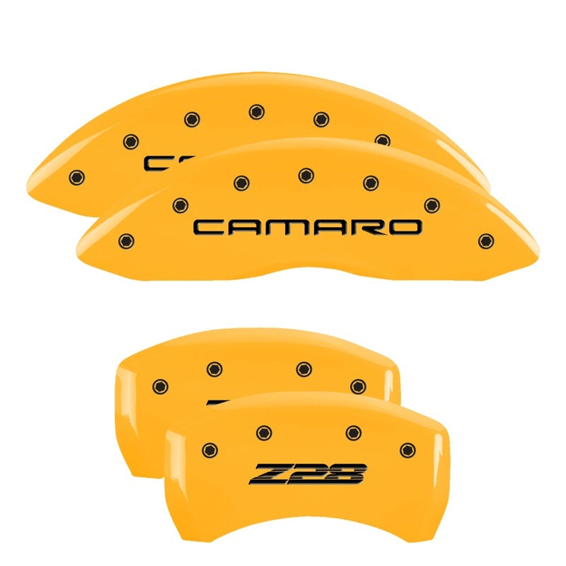 MGP 4 Caliper Covers Engraved Front Camaro Rear Z28 Yellow Finish Black Char 2000 Chevy Camaro MGP