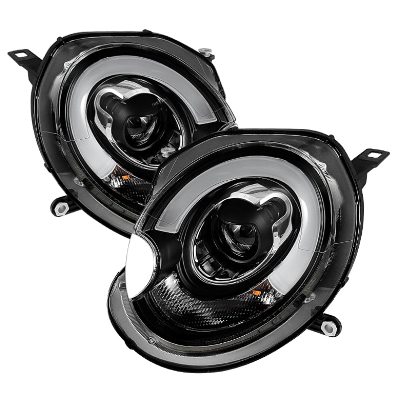 Spyder Mini Cooper 2007-2012 Projector Headlights Halogen Model Only - DRL Black PRO-YD-MC07-DRL-BK - eliteracefab.com