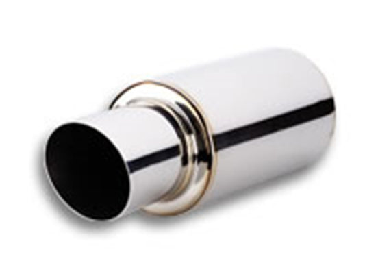 Vibrant TPV Turbo Round Muffler (17in Long) with 4in Round Tip Angle Cut - 3in inlet I.D. - eliteracefab.com