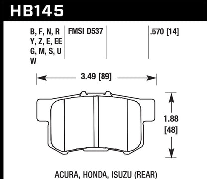 Hawk Performance Rear DTC 60 Brake Pads | Multiple Fitments - eliteracefab.com