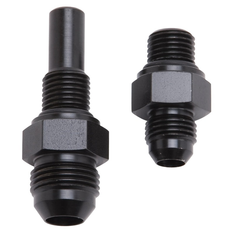 Russell Performance -6 AN to 4L80 Transmission Ports Adapter Fittings (Qty 2) - Black Zinc.