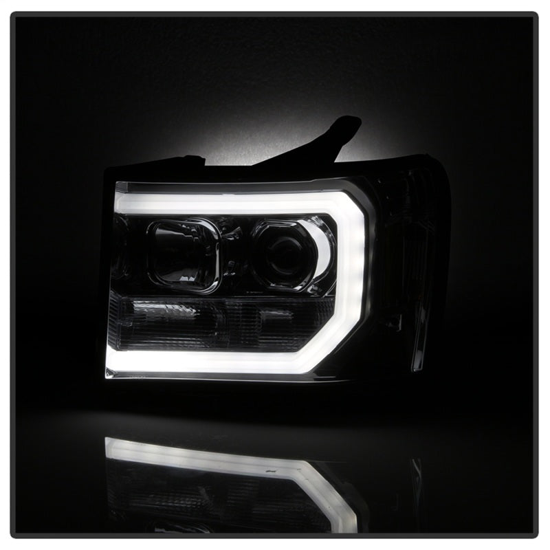 Spyder GMC Sierra 1500/2500/3500 07-13 V2 Projector Headlights - Smoke PRO-YD-GS07V2-LBDRL-SM - eliteracefab.com