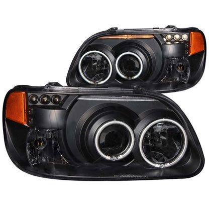 ANZO USA Ford Explorer Projector Headlights W/ Halo Black 1 Pc; 1995-2001 - eliteracefab.com