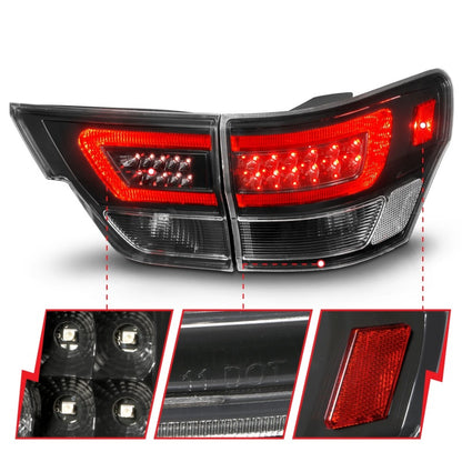 ANZO JEEP GRAND CHEROKEE 11-13 LED LIGHT BAR TAIL LIGHTS 4PCS BLACK CLEAR LENS - 311439
