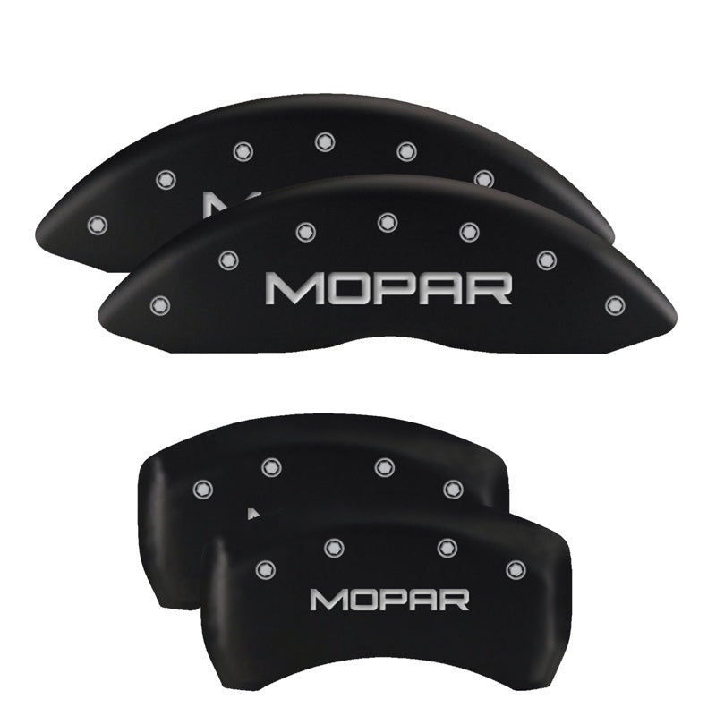 MGP 4 Caliper Covers Engraved Front & Rear Style 1/Chrysler Wing Black finish silver ch MGP
