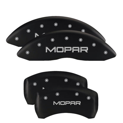 MGP 4 Caliper Covers Engraved Front & Rear Style 1/Chrysler Wing Black finish silver ch MGP