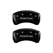 Load image into Gallery viewer, MGP 4 Caliper Covers Engraved Front &amp; Rear Pontiac Black finish silver ch MGP