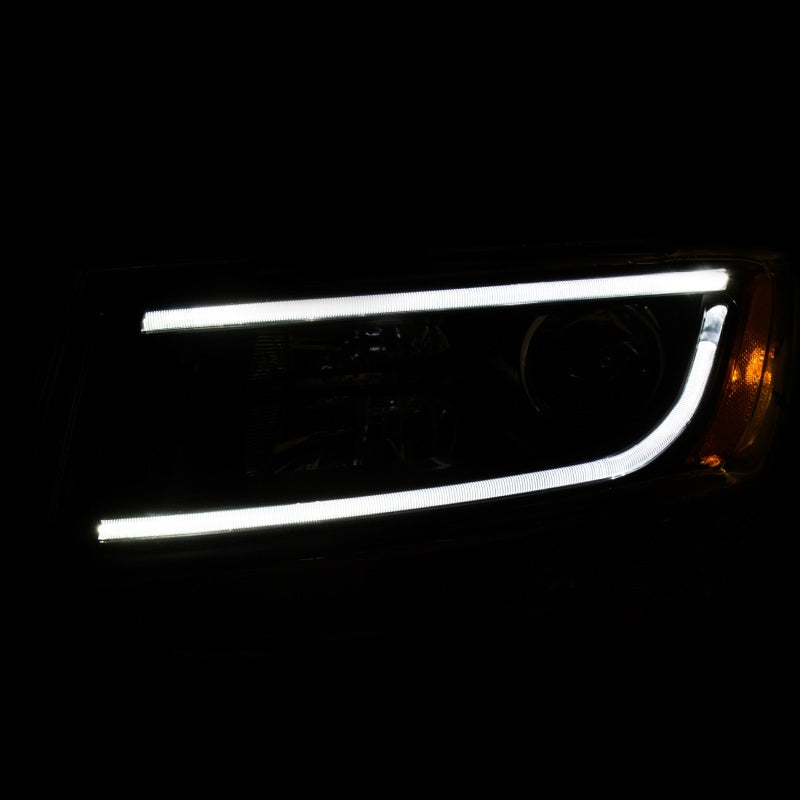 ANZO USA Jeep Grand Cherokee Projector Headlights W/ Plank Style Design Black; 2014-2015 - eliteracefab.com