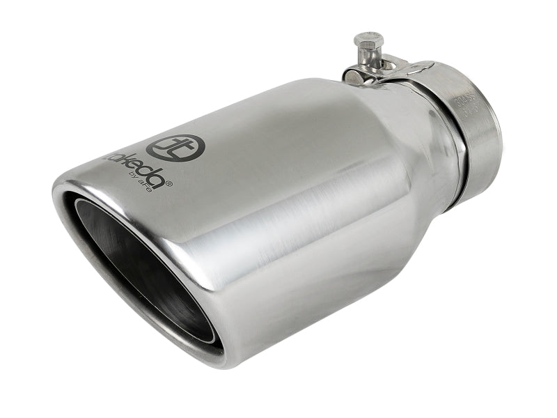 aFe Takeda 304 Stainless Steel Clamp-On Exhaust Tip 2.5in. Inlet / 4in. Outlet / 8in. L - Polished aFe