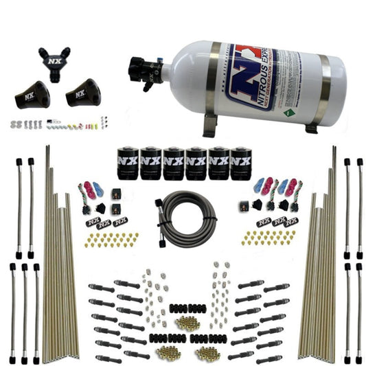 Nitrous Express 8 Cyl Dry Direct Port, Three Stage, 6 Solenoids, w/ 10 lb Bottle - 93206-10