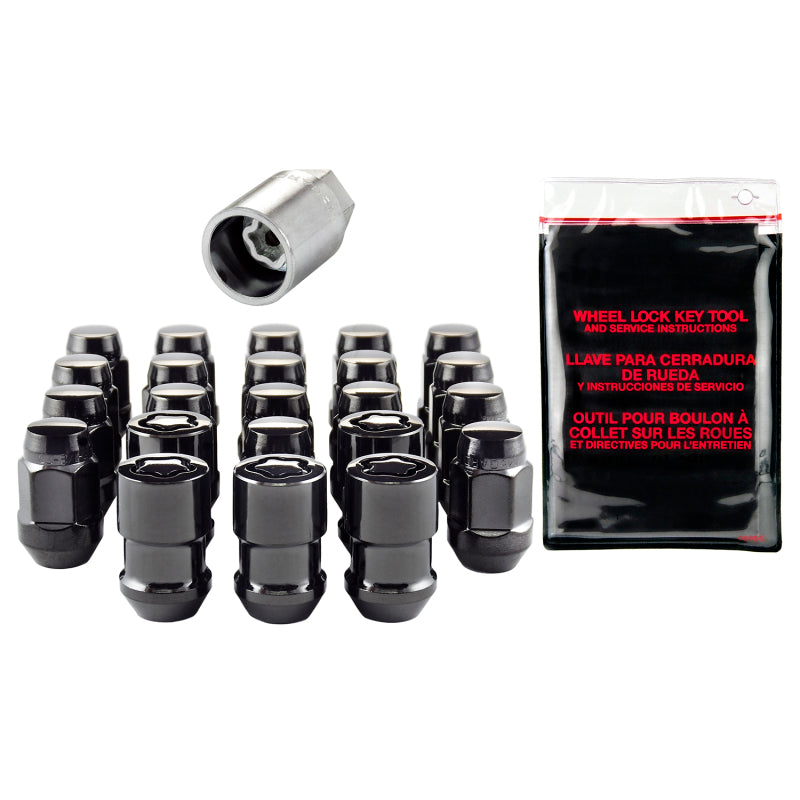 McGard Jeep Wrangler Install Kit (Cone Seat Bulge) 1/2-20 / 3/4 Hex / (18 Lug Nuts / 5 Locks) - Blk - eliteracefab.com