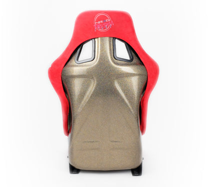 NRG FRP Bucket Seat ULTRA Edition - Large (Red Alcantara/Gold Glitter Back) - FRP-302RD-ULTRA