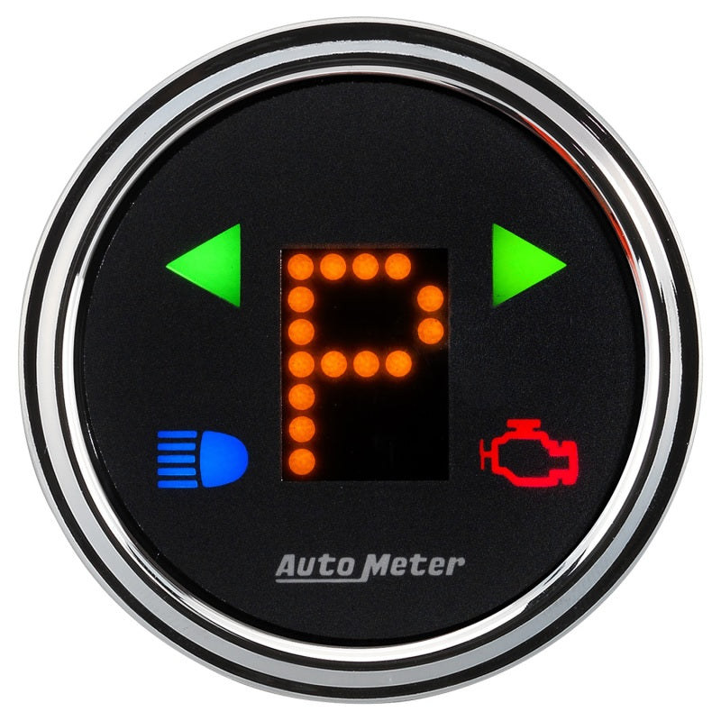 Autometer Designer 2-1/16in Chrome Domed Lens Black Dial PRNDL Gauge 1460