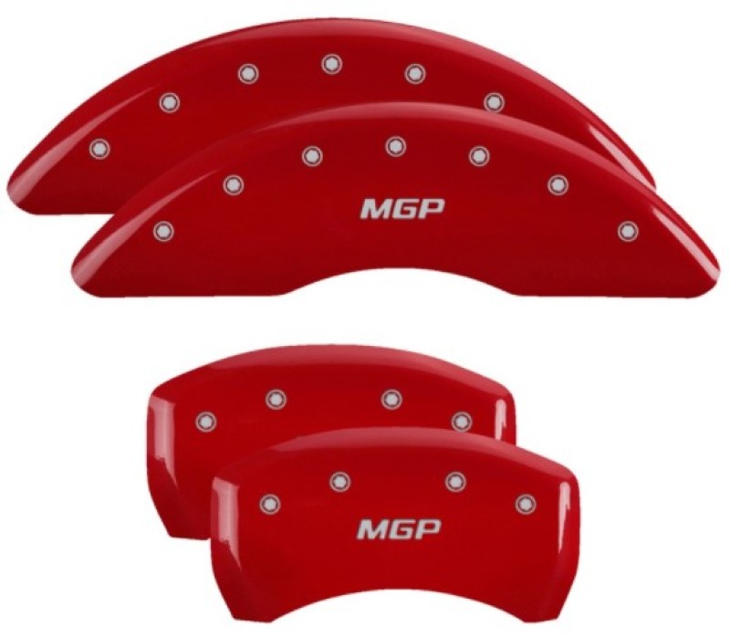 MGP 4 Caliper Covers Engraved Front & Rear MGP Red Finish Silver Char 2019 Volkswagen Atlas MGP