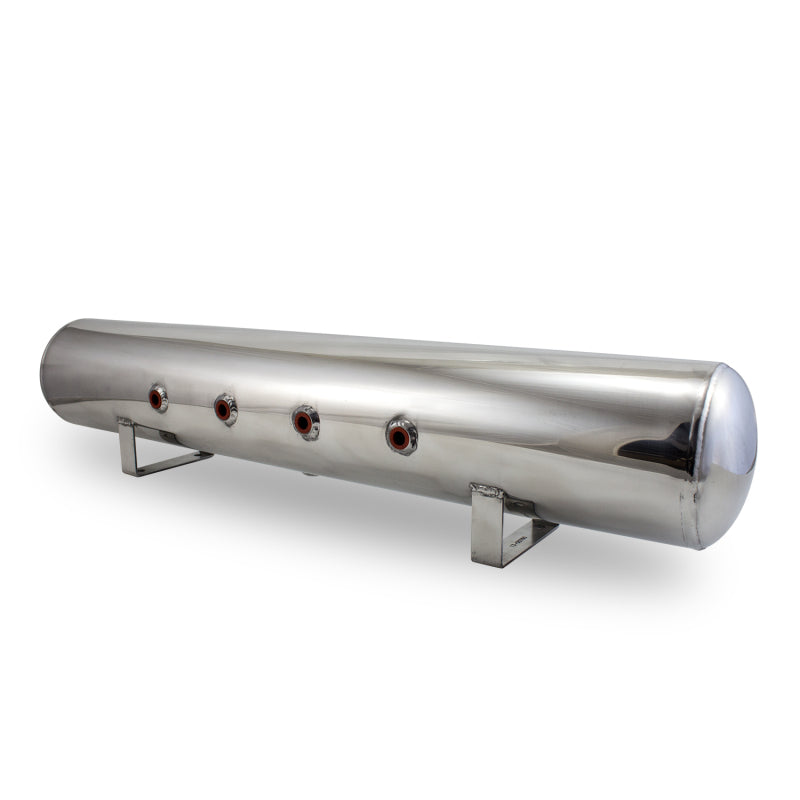 Air Lift 5 Gal Alum Air Tank - (4) 3/8in Face Ports & 1/4in Drain Port - 36in L X 6in D - Polished - eliteracefab.com