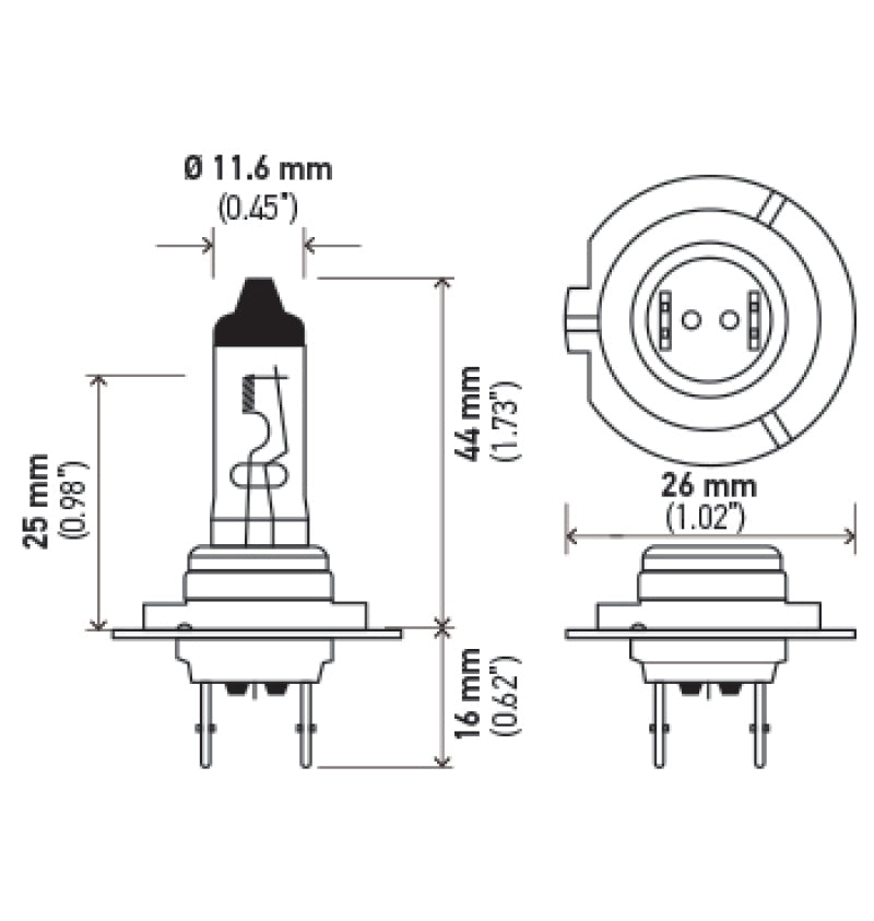 Hella H7 12V 55W PX26D HP 2.0 Halogen Bulbs - eliteracefab.com