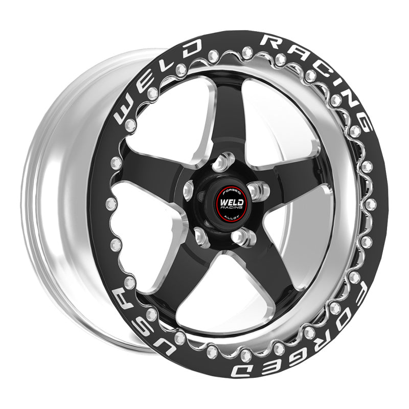 Weld S71 15x9.33 / 5x4.75 BP / 3.5in. BS Black Wheel (Low Pad) - Black Single Beadlock MT