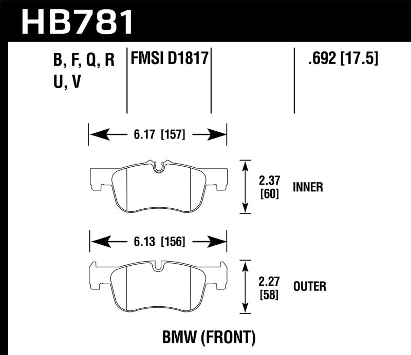 Hawk Performance DTC-50 Front Brake Pads - HB781V.692 Hawk Performance