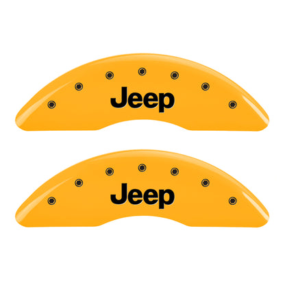 MGP 4 Caliper Covers Engraved Front JEEP Engraved Rear JEEP Grill logo Yellow finish black ch MGP