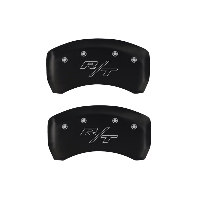 MGP 4 Caliper Covers Engraved Front Cursive/Challenger Engraved Rear RT Red finish silver ch MGP