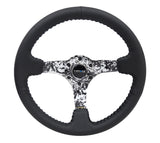 NRG Reinforced Sport Steering Wheel 350mm 3 Inch Deep Hydro Dipped Digital Camo 5mm spoke Black Leather Black Baseball Stitching - RST-036DC-R